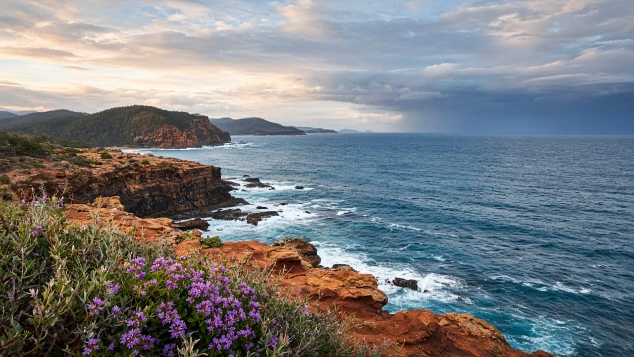 Australian coastal headland under changing seasonal light